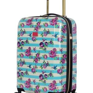Cute Betsey Johnson blue & white striped luggage